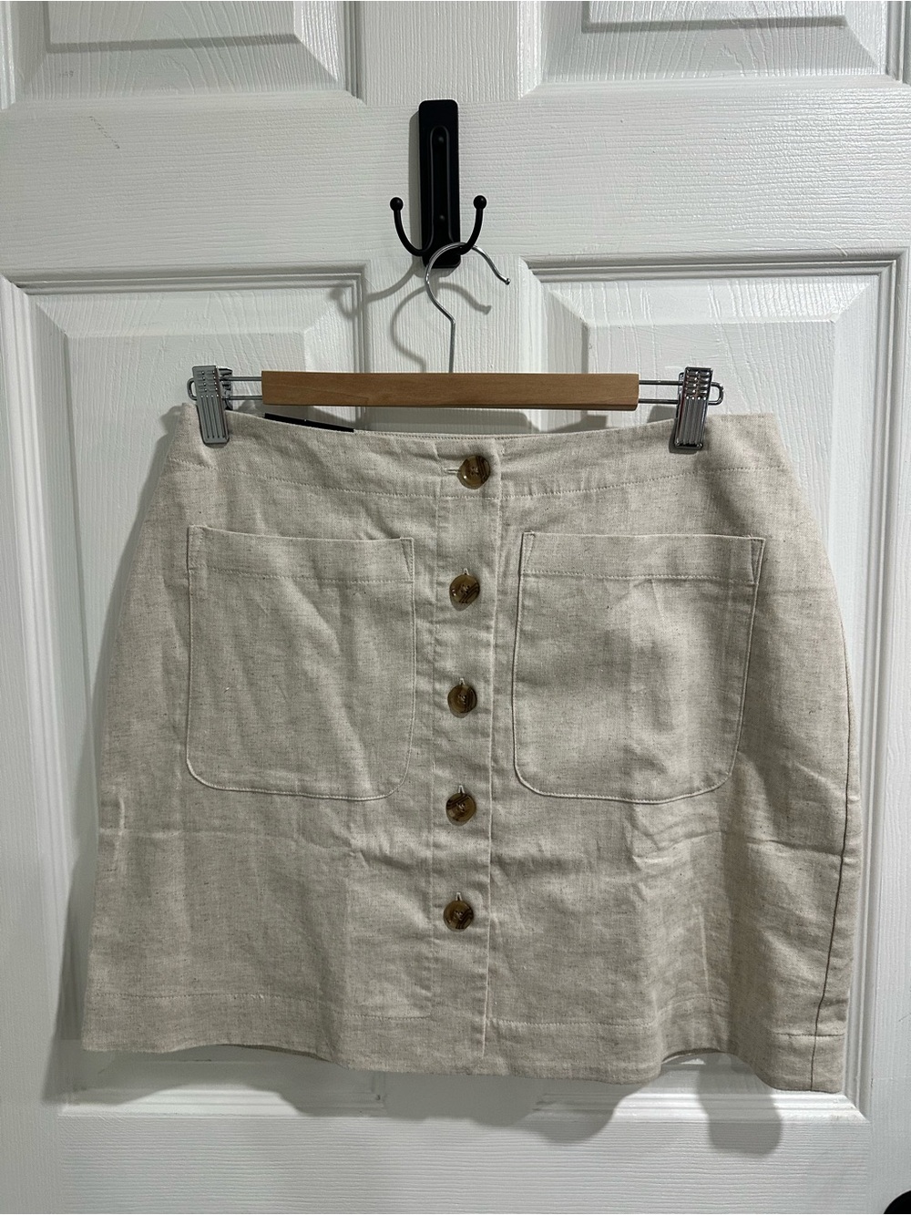 Banana Republic Natural Beige Button-Front Mini Skirt